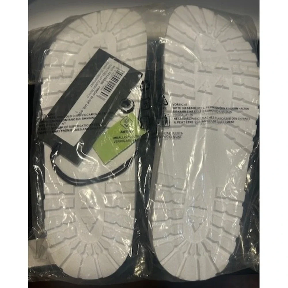 Versace Jeans Couture Men's Logo Slides‎ White/Black Sandals NWT - Size 42 = 9US